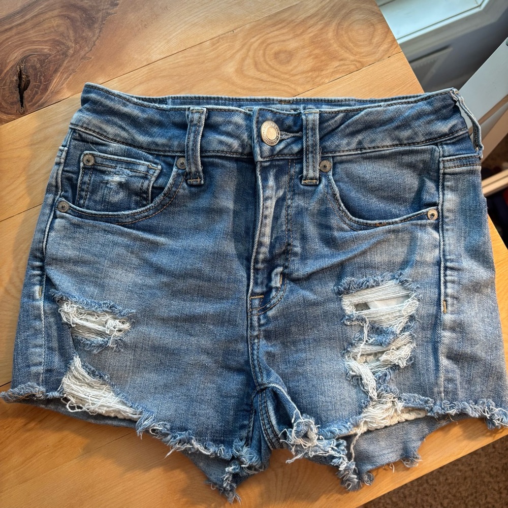American Eagle Distressed Blue Denim Shorts